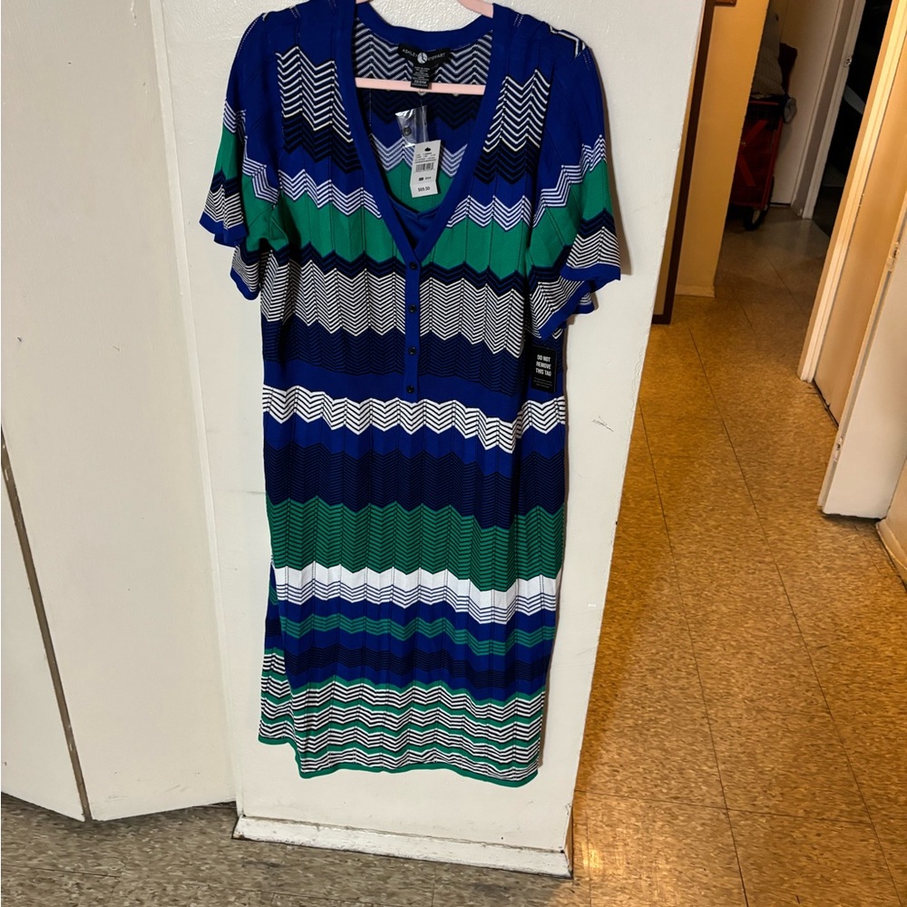 Ashley Stewart Blue and Green Striped Dress.   Size 22/24